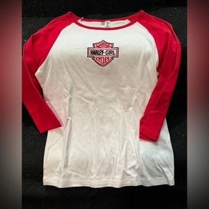 Motor harley girl cycles 3/4 sleeve top